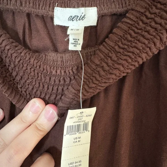 NWT Aerie Chocolate Brown Loose Straight Leg Pants (Size M) - Picture 2 of 3